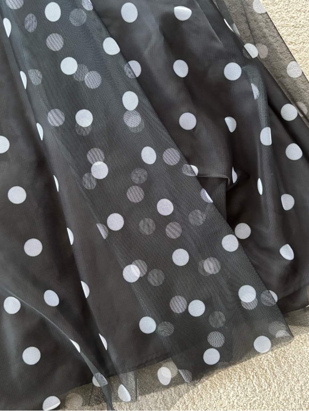 Eliza J Black Polka Dot Ruched Bodice Evening Gown with tulle skirt - Picture 5 of 15